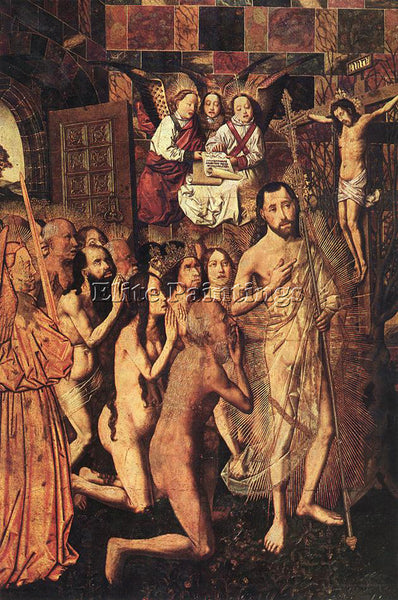 SPANISH BERMEJO BARTOLOME CHRIST LEADING THE PATRIARCHS TO THE PARADISE PAINTING