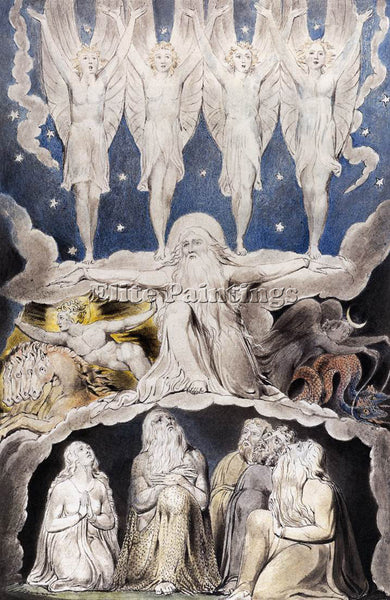 WILLIAM BLAKE THE BOOK OF JOB ARTIST PAINTING REPRODUCTION HANDMADE CANVAS REPRO
