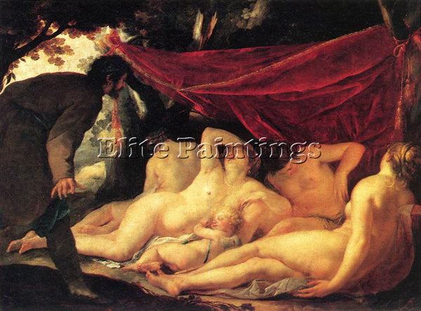 FRENCH BLANCHARD JACQUES VENUS AND THREE GRACES SURPRISED BY A MORTAL ARTIST OIL