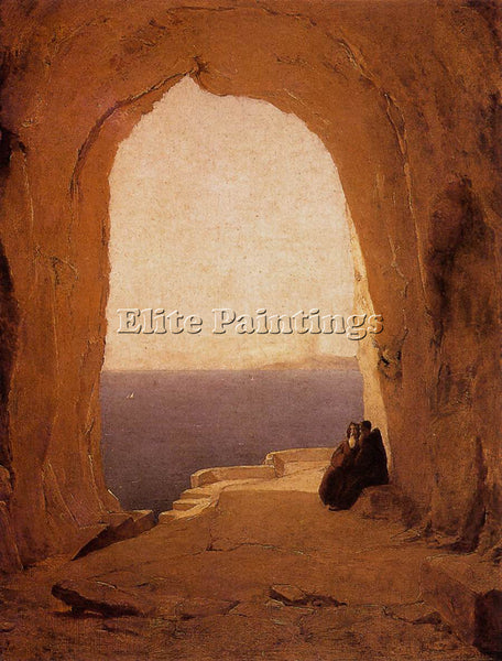 GERMAN BLECHEN KARL GROTTO IN THE GULF OF NAPLES ARTIST PAINTING HANDMADE CANVAS
