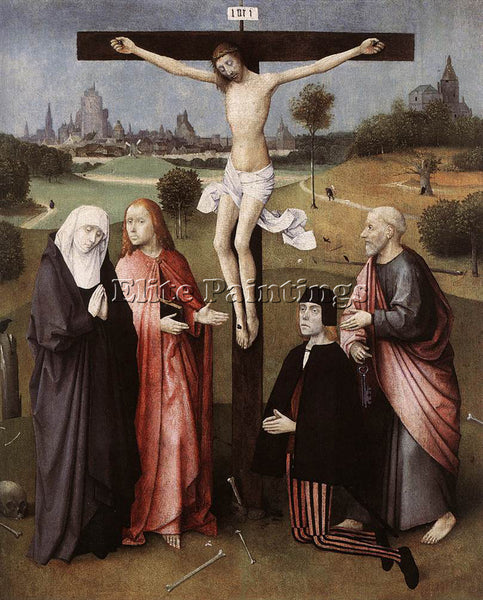 HIERONYMUS BOSCH CRUCIFIXION WITH A DONOR ARTIST PAINTING REPRODUCTION HANDMADE