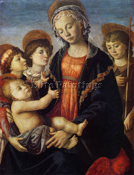 SANDRO BOTTICELLI THE VIRGIN AND CHILD WITH TWO ANGELS ARTIST PAINTING HANDMADE