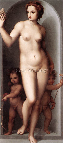 ITALIAN BRESCIANINO ANDREA DEL VENUS AND TWO CUPIDS ARTIST PAINTING REPRODUCTION