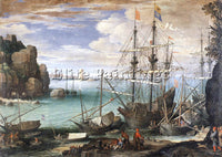 BELGIAN BRIL PAUL VIEW OF A PORT ARTIST PAINTING REPRODUCTION HANDMADE OIL REPRO