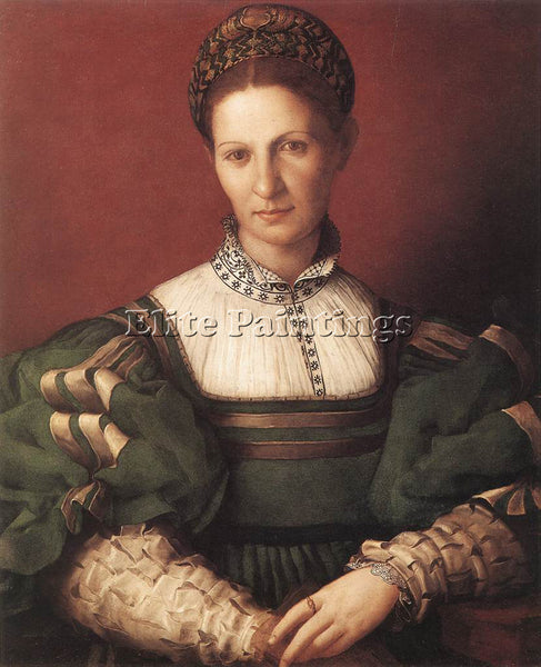 AGNOLO BRONZINO PORTRAIT OF A LADY IN GREEN ARTIST PAINTING HANDMADE OIL CANVAS