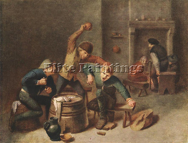 ADRIAEN BROUWER BRAWLING PEASANTS ARTIST PAINTING REPRODUCTION HANDMADE OIL DECO