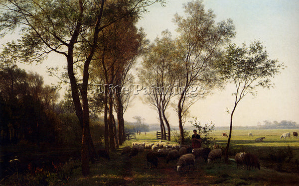 HOLLAND BAKHUYZEN SANDE A SHEPHERDESS AND HER FLOCK ON A COUNTRY LANE ARTIST OIL