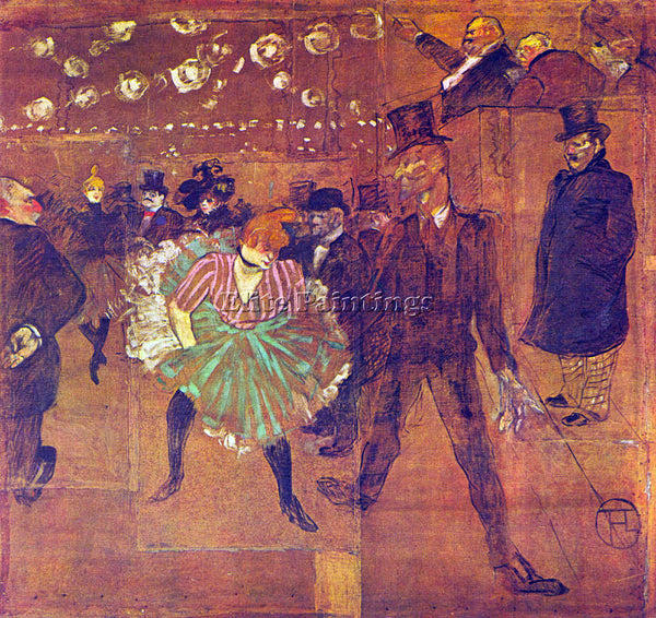 TOULOUSE-LAUTREC BALL AT MOULIN ROUGE ARTIST PAINTING REPRODUCTION HANDMADE OIL
