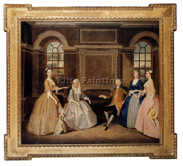 BRITISH BARDWELL THOMAS PORTRAIT OF THE BROKE AND THE BOWES FAMILIES OIL CANVAS