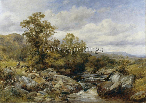 FRENCH BATES DAVID CHILDREN BY A STREAM ARTIST PAINTING REPRODUCTION HANDMADE