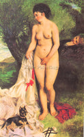 RENOIR BATHER WITH A TERRIER ARTIST PAINTING REPRODUCTION HANDMADE CANVAS REPRO
