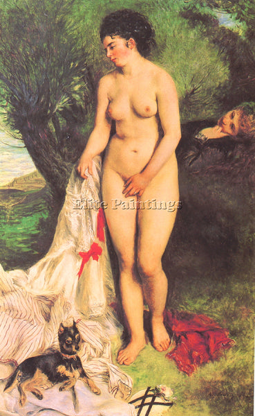 RENOIR BATHER WITH A TERRIER ARTIST PAINTING REPRODUCTION HANDMADE CANVAS REPRO