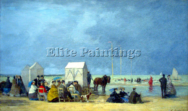 BOUDIN BATHING TIME AT DEAUVILLE BY BOUDIN ARTIST PAINTING REPRODUCTION HANDMADE