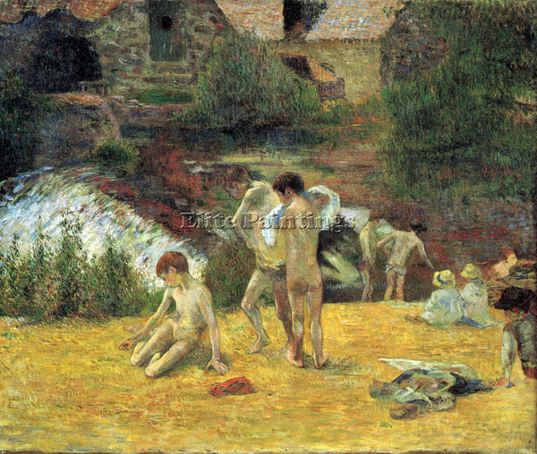 GAUGUIN BATHING IN THE MILL OF BOIS D AMOUR ARTIST PAINTING HANDMADE OIL CANVAS