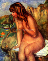 RENOIR BATHING SITTING ON A ROCK ARTIST PAINTING REPRODUCTION HANDMADE OIL REPRO
