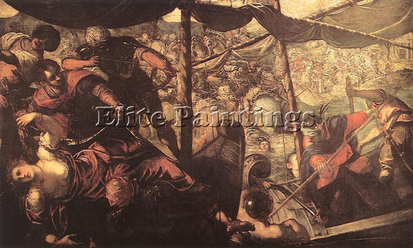 JACOPO ROBUSTI TINTORETTO BATTLE BETWEEN TURKS AND CHRISTIANS PAINTING HANDMADE