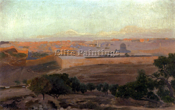 GERMAN BAUERNFEIND GUSTAV BLICK AUF JERUSALEM VOM OLBERG AUS ARTIST PAINTING OIL