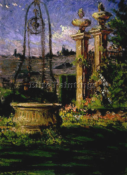 JAMES CARROLL BECKWITH IN THE GARDENS OF THE VILLA PALMIERI ARTIST PAINTING OIL
