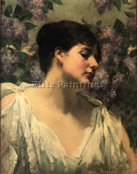 JAMES CARROLL BECKWITH UNDER THE LILACS ARTIST PAINTING REPRODUCTION HANDMADE