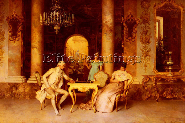 ITALIAN BEDA FRANCESCO THE CHESS GAME ARTIST PAINTING REPRODUCTION HANDMADE OIL