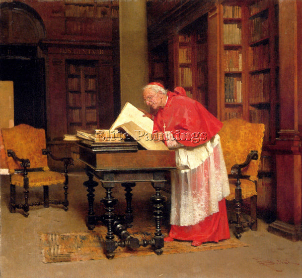 ITALIAN BEDINI PAOLO THE CARDINAL IN HIS STUDY ARTIST PAINTING REPRODUCTION OIL