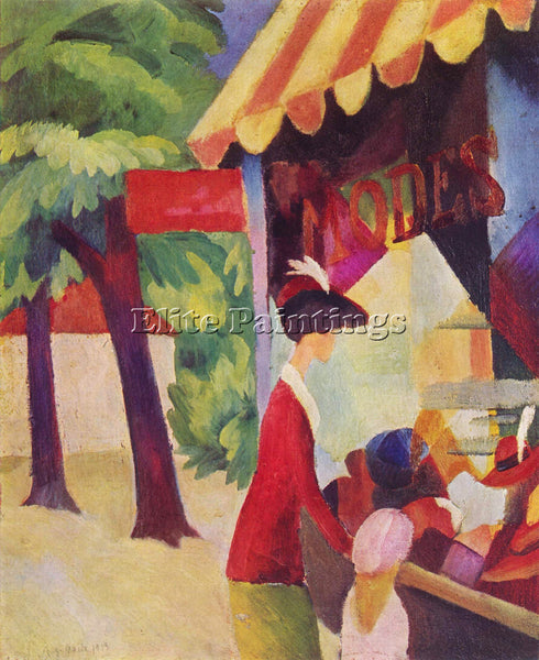MACKE BEFORE HUTLADEN WOMAN WITH A RED JACKET AND CHILD  ARTIST PAINTING CANVAS