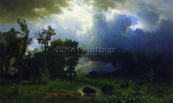 BIERSTADT BEFORE THE STORM ARTIST PAINTING REPRODUCTION HANDMADE OIL CANVAS DECO