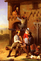 BELGIAN BERNARD ADOLPHE FLIRTATION AT THE TOWN GATE ARTIST PAINTING REPRODUCTION