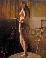 FRENCH BERNARD JOSEPH STANDING NUDE ARTIST PAINTING REPRODUCTION HANDMADE OIL