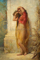 FRENCH BERNARD HAREM GIRL WITH TAMBORINE ARTIST PAINTING REPRODUCTION HANDMADE