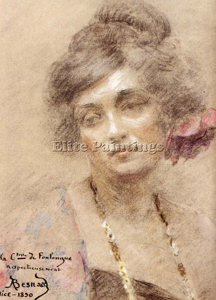 FRENCH BESNARD ALBERT PORTRAIT OF A WOMAN ARTIST PAINTING REPRODUCTION HANDMADE