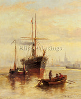 ITALIAN BEZZI BARTOLOMEO A HARBOR SCENE WITH A VIEW OF VENICE PAINTING HANDMADE