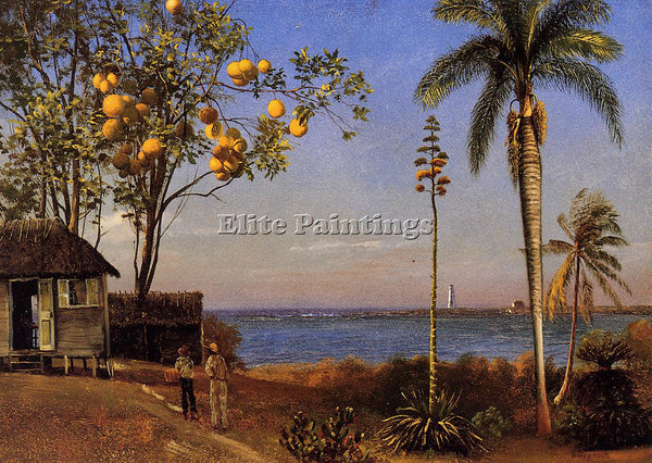ALBERT BIERSTADT A VIEW IN THE BAHAMAS ARTIST PAINTING REPRODUCTION HANDMADE OIL