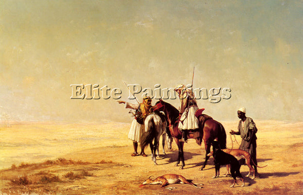 FRENCH BILLET ETIENNE THE DESERT HUNT ARTIST PAINTING REPRODUCTION HANDMADE OIL