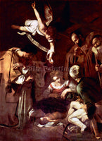 CARAVAGGIO BIRTH OF CHRIST WITH ST LAWRENCE AND ST FRANCIS ARTIST PAINTING REPRO