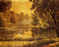 FRENCH BIVA HENRI A WOODED RIVER LANDSCAPE ARTIST PAINTING REPRODUCTION HANDMADE