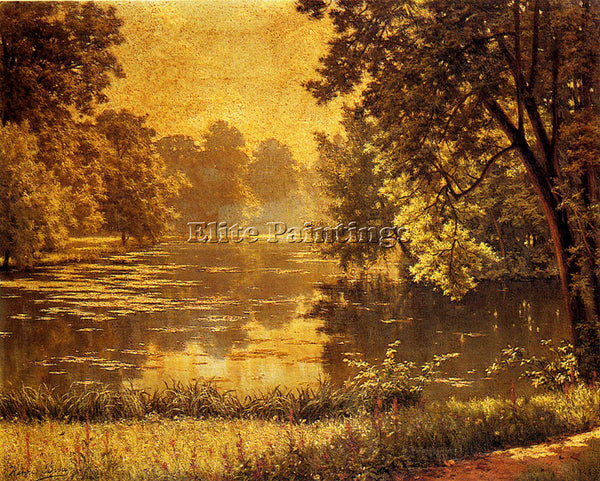 FRENCH BIVA HENRI A WOODED RIVER LANDSCAPE ARTIST PAINTING REPRODUCTION HANDMADE