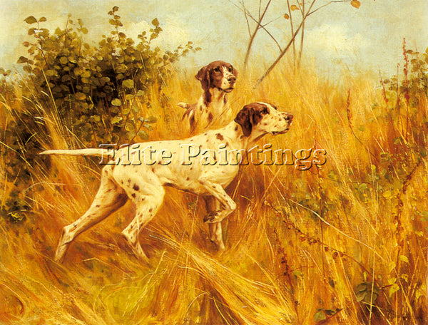 BRITISH BLINKS THOMAS TWO POINTERS IN A LANDSCAPE ARTIST PAINTING REPRODUCTION