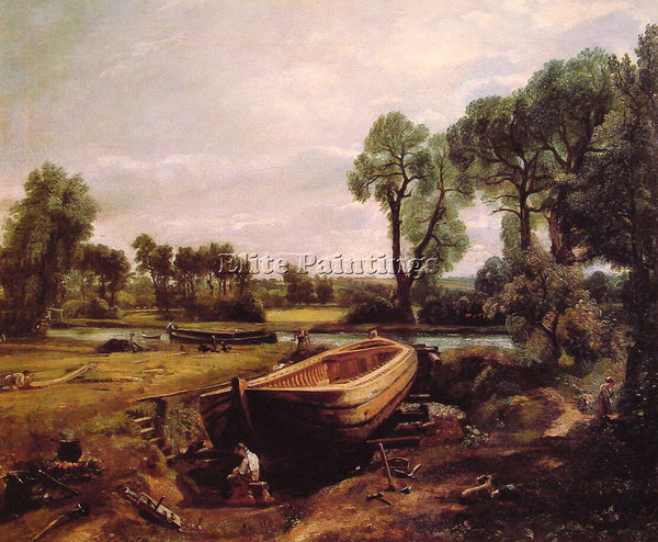 JOHN CONSTABLE BOAT BUILDING ARTIST PAINTING REPRODUCTION HANDMADE CANVAS REPRO