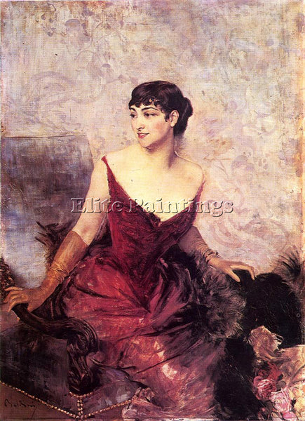 GIOVANNI BOLDINI COUNTESS DE RASTY SEATED IN AN ARMCHAIR ARTIST PAINTING CANVAS
