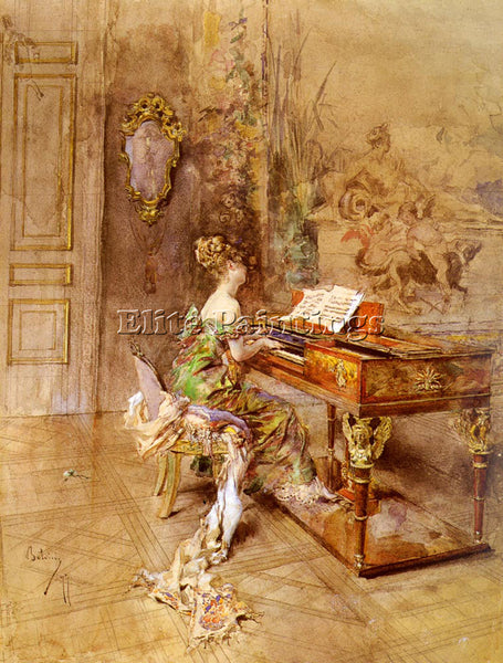 GIOVANNI BOLDINI LA PIANISTA ARTIST PAINTING REPRODUCTION HANDMADE CANVAS REPRO