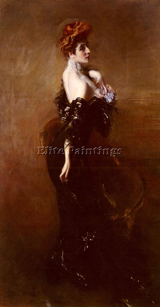 GIOVANNI BOLDINI PORTRAIT OF MADAME PAGES IN EVENING DRESS ARTIST PAINTING REPRO