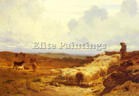 FRENCH BONHEUR AUGUSTE A SHEPHERD AND HIS FLOCK ARTIST PAINTING REPRODUCTION OIL