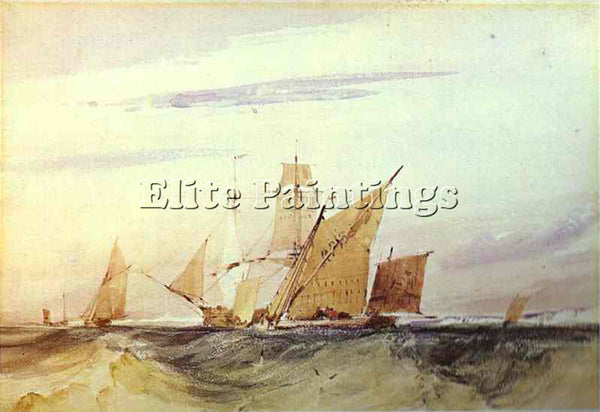 RICHARD PARKES BONINGTON PARKES SHIPPING OFF THE COAST OF KENT 1825 PAINTING OIL