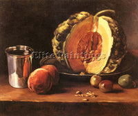 FRENCH BONVIN FRANCOIS STILL LIFE WITH A PUMPKIN PEACHES AND A SI ARTIST CANVAS
