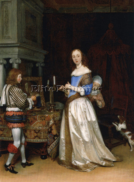 GERARD TER BORCH A LADY AT HER TOILET CA1660  ARTIST PAINTING REPRODUCTION OIL