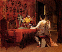 FRENCH BORDEN E SHIRLEY VANITY ARTIST PAINTING REPRODUCTION HANDMADE OIL CANVAS