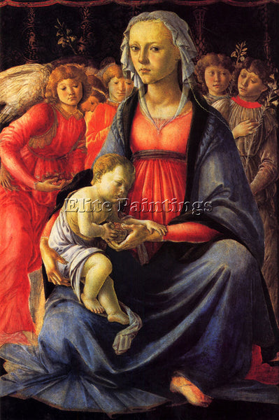 SANDRO BOTTICELLI THE VIRGIN WITH THE CHILD AND FIVE ANGELS ARTIST PAINTING OIL