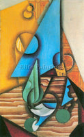 JUAN GRIS BOTTLE AND GLASS ON A TABLE ARTIST PAINTING REPRODUCTION HANDMADE OIL