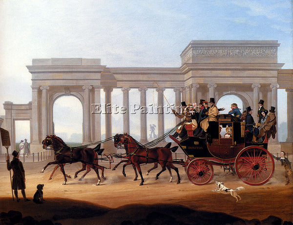 AMERICAN BOUGHTON HENRY THE DEFIANCE COACH AT HYDE PARK CORNER PAINTING HANDMADE - Oil Paintings Gallery Repro